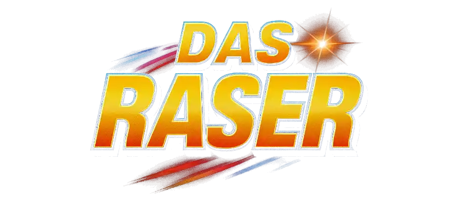 Logo of the racing game "Das Raser", bold font with yellow to orange gradient.